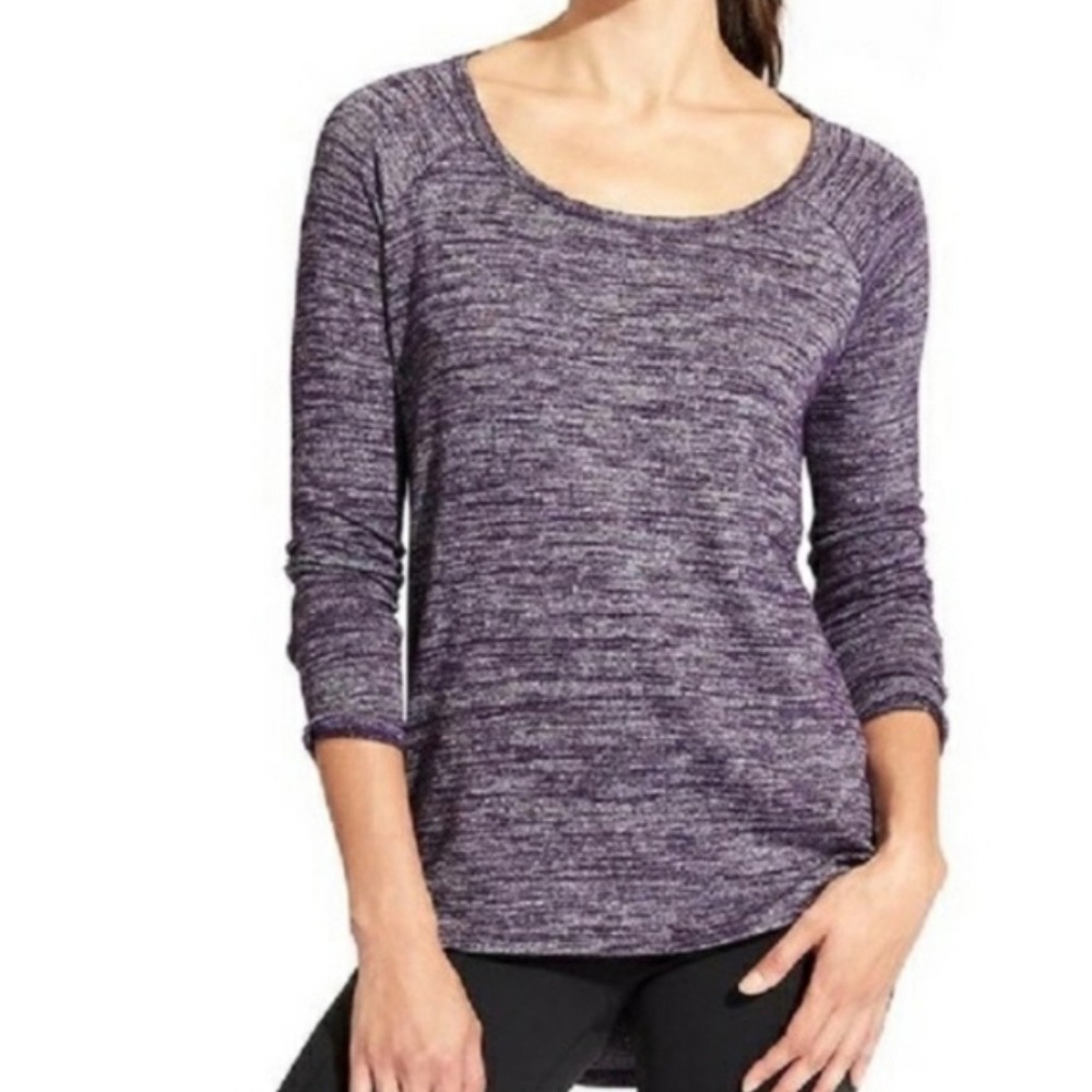 Athleta Purple Space Dye Open‎ Back Long Sleeved Shirt Women's Size Small